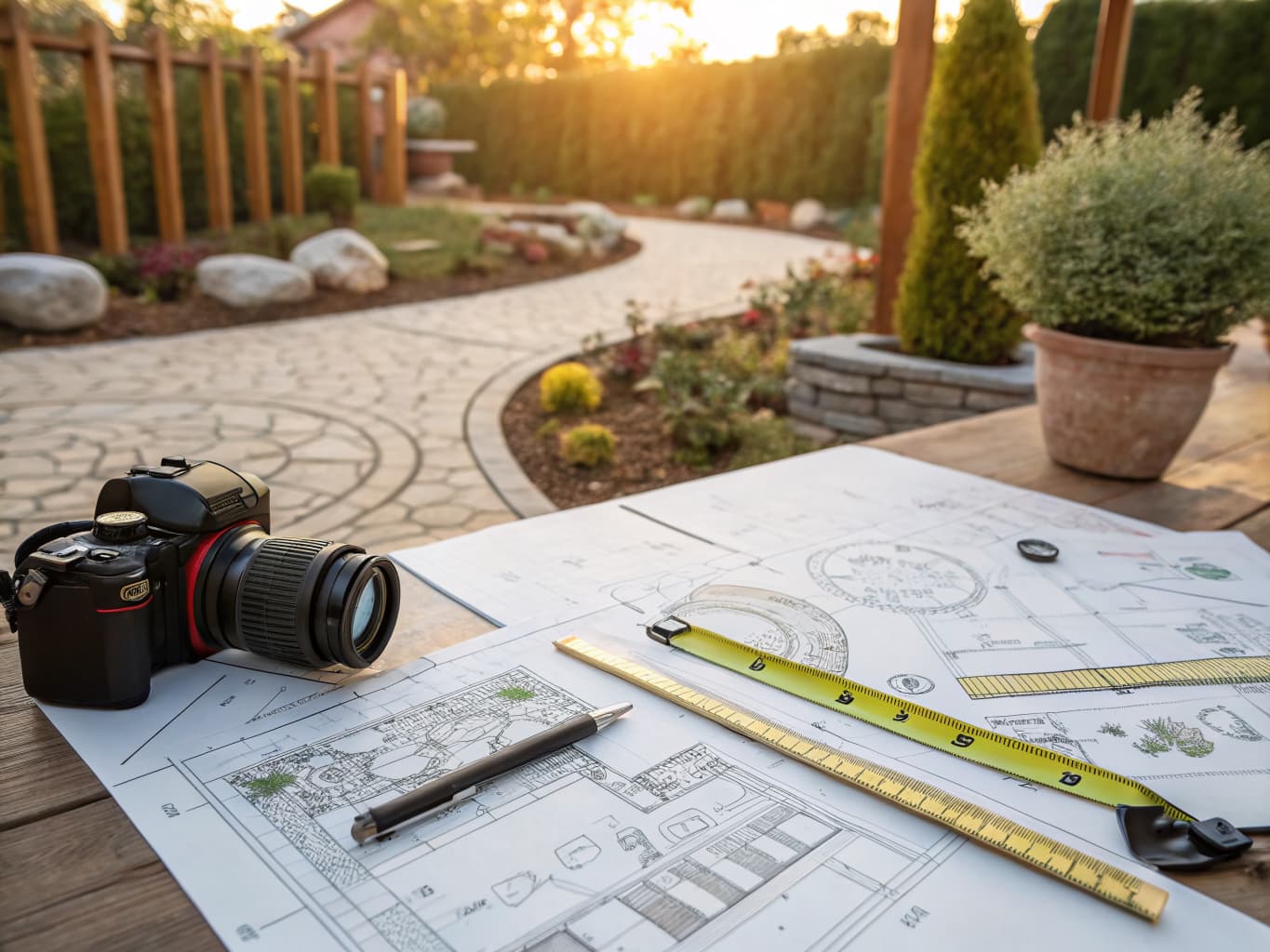Landscape design blueprints and plans for garden layout